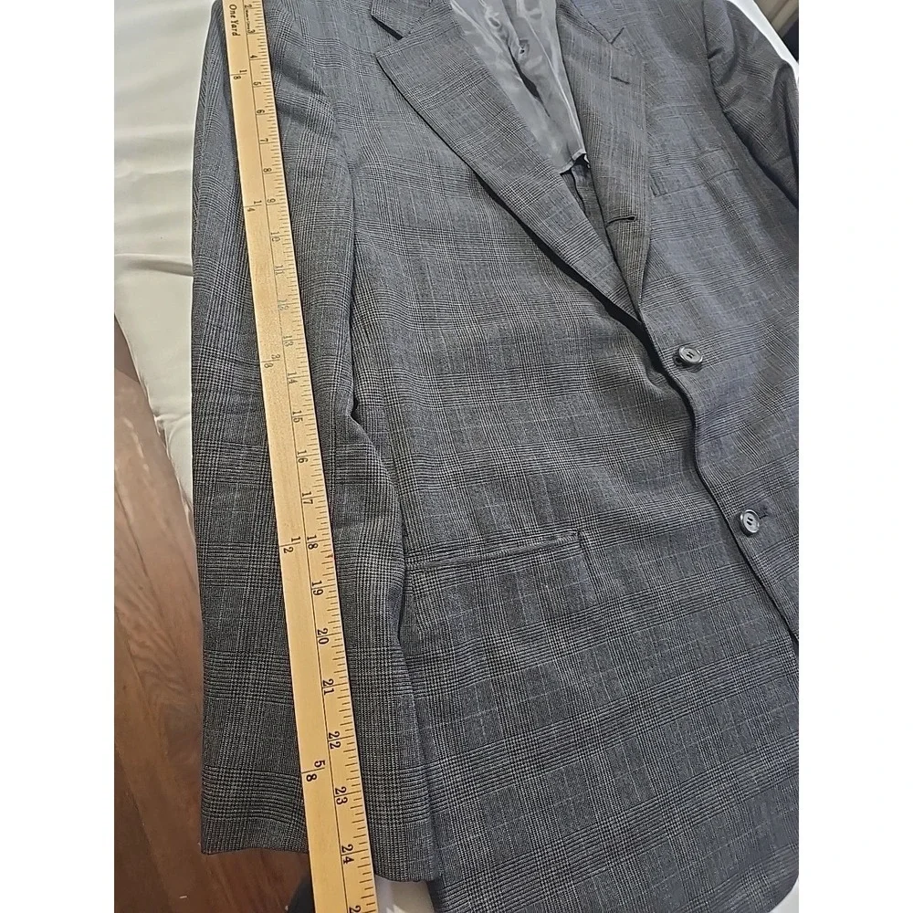 Brooks Brothers 1818 USA Made Wool 43R Suit Blazer Coat Jacket Gray Plaid Mens